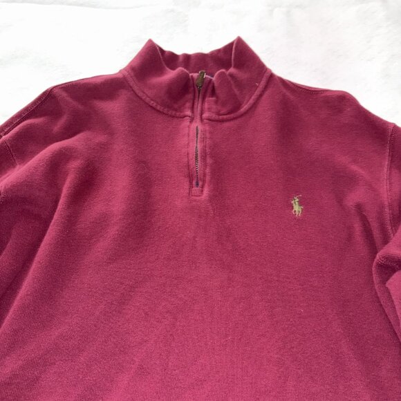Polo Ralph Lauren Estate-Rib Quarter Zip Pullover Sweater Maroon Mens L Knit - Picture 3 of 8